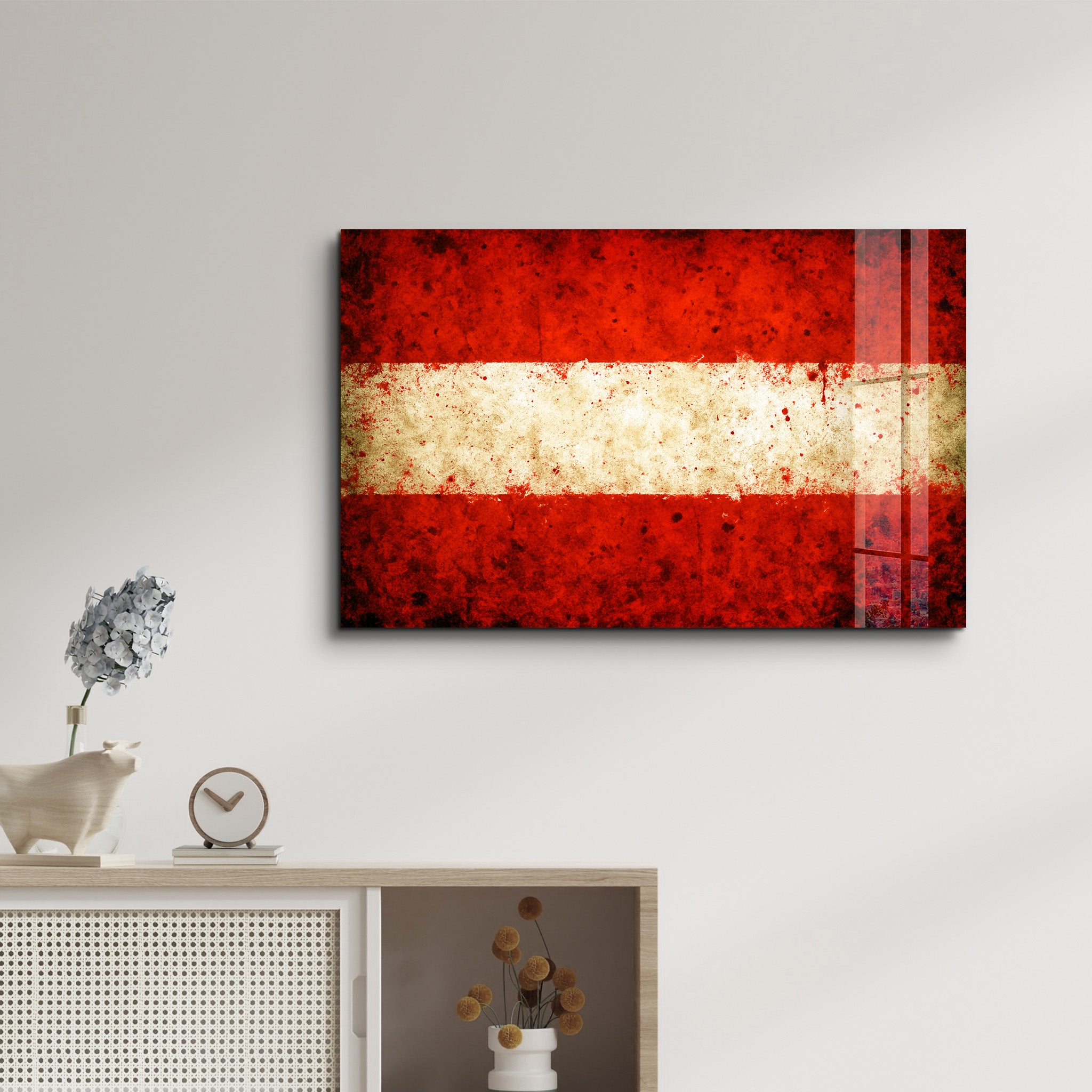 Austria Flag Splash - Glass Wall Art