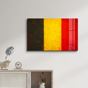 Belgium Flag Splash - Glass Wall Art
