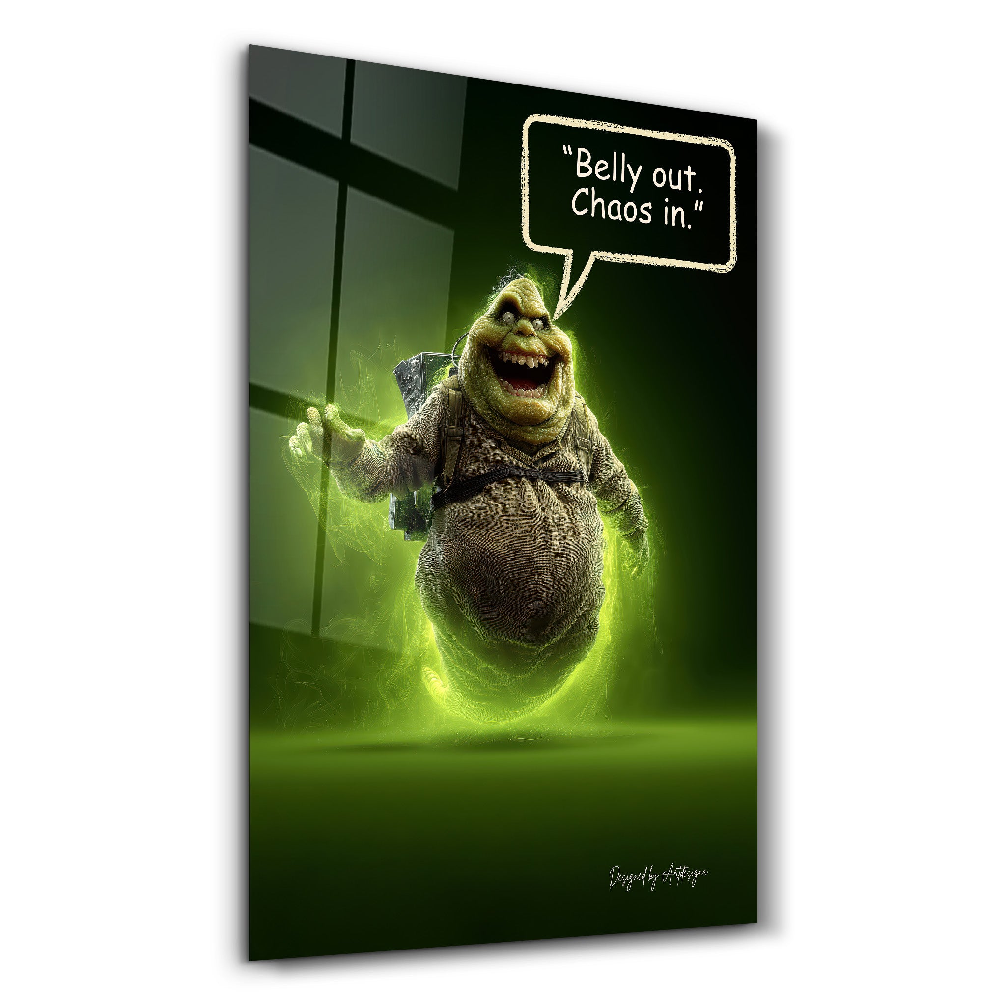 Belly Out. Chaos In. - Glass Wall Art