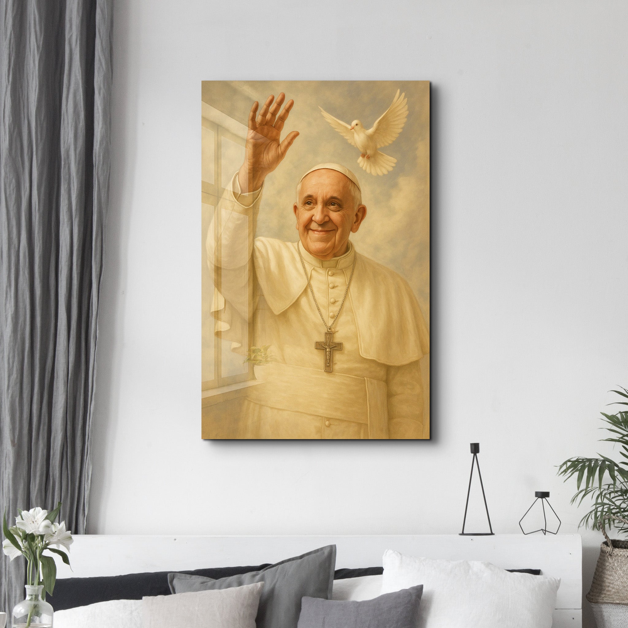 Blessings and Peace - Papal Portrait Glass Wall Art