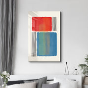 Bold Color Blocks with Vertical Lines - Glass Wall Art