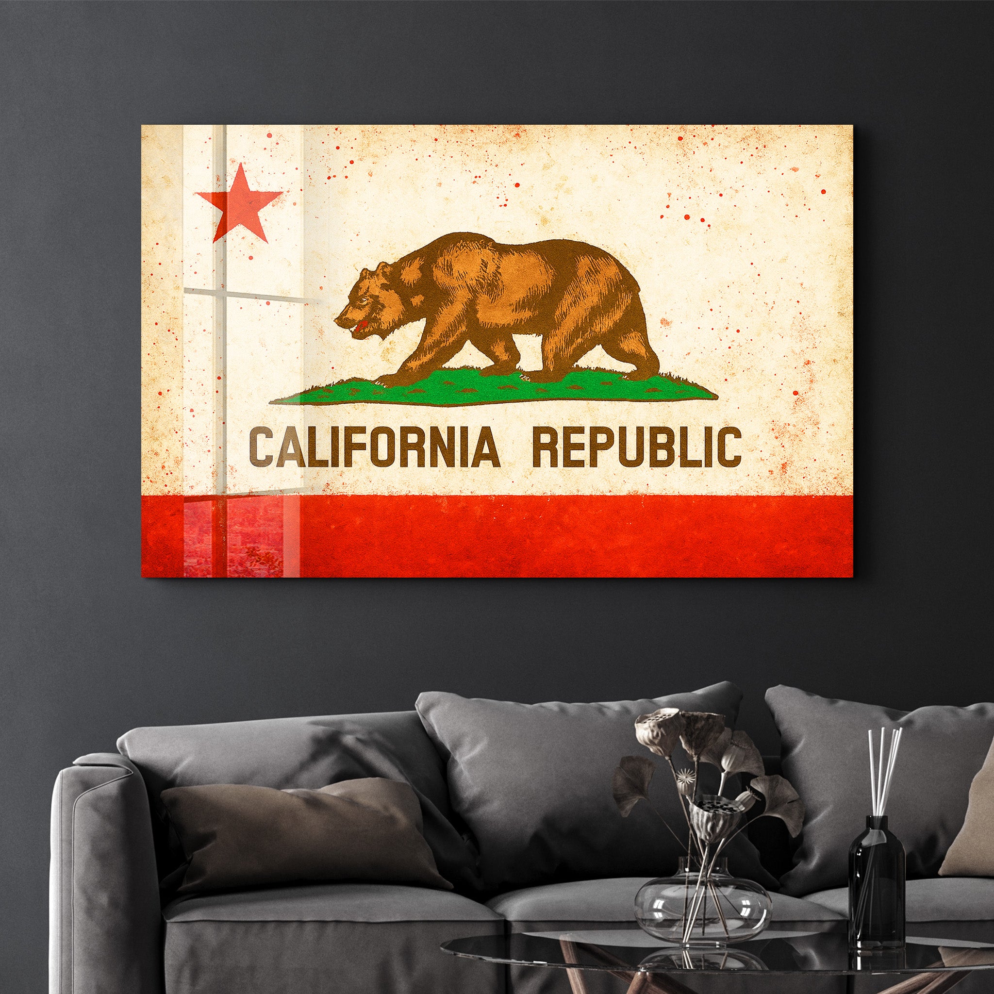 California Flag Splash - Glass Wall Art