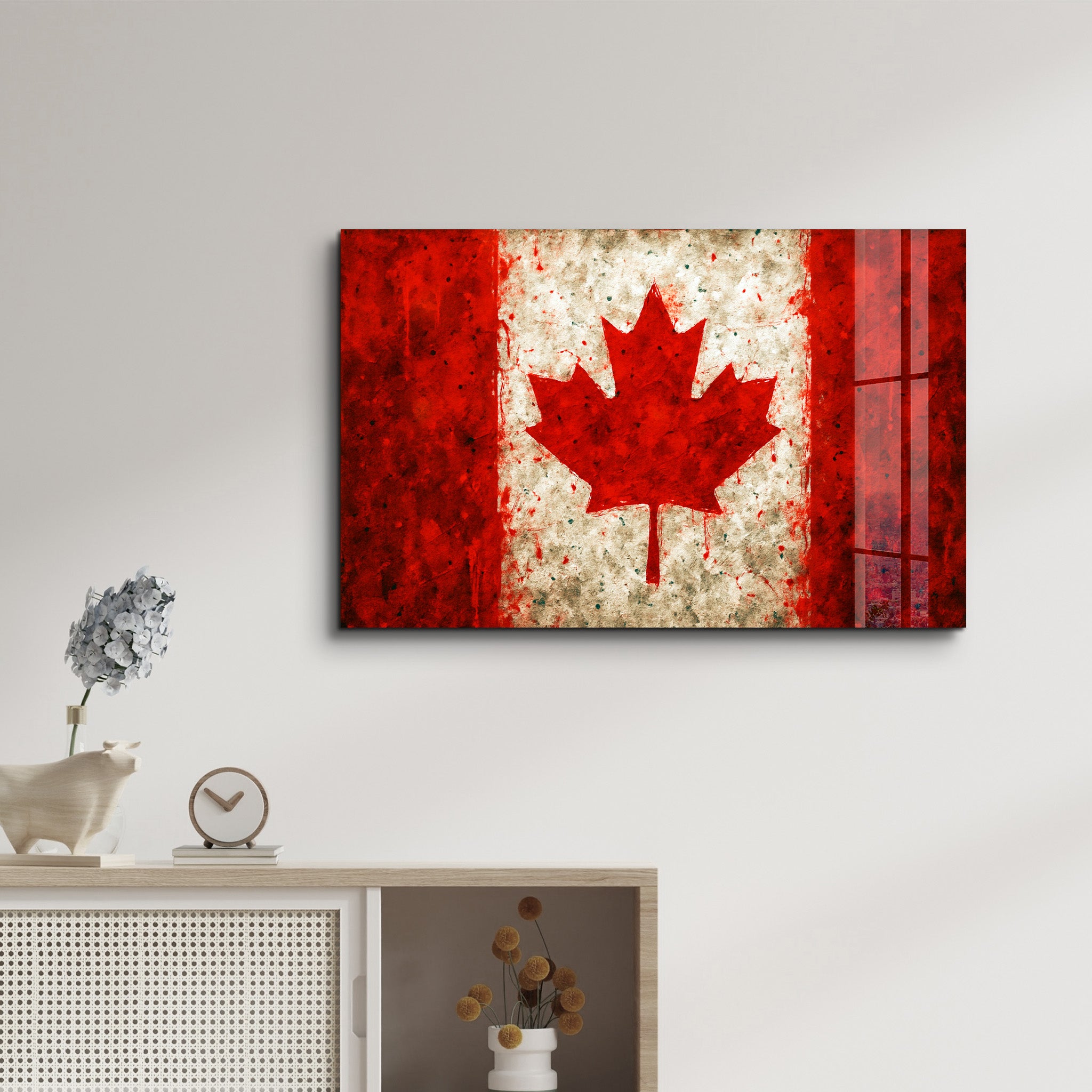 Canadian Flag Splash - Glass Wall Art