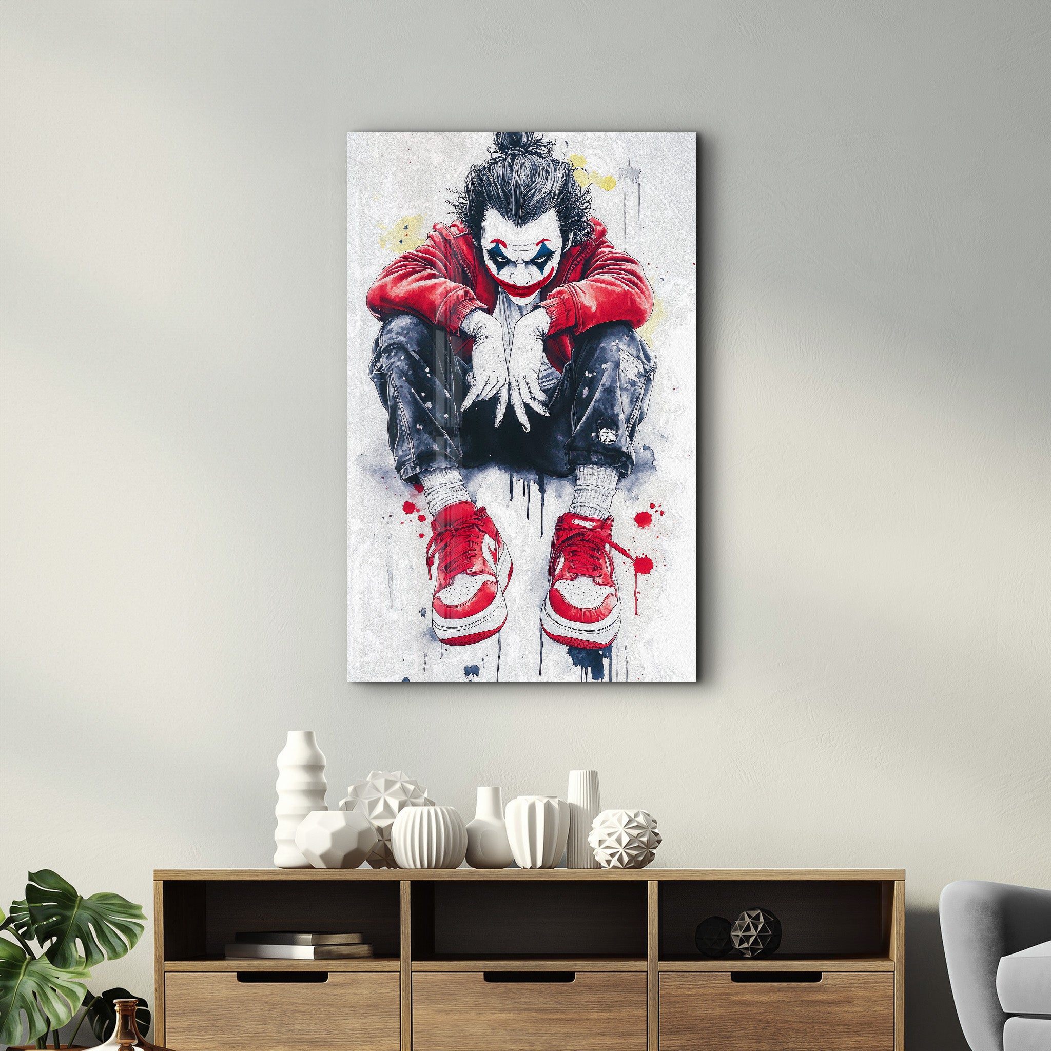 Chaos in Crimson - Glass Wall Art