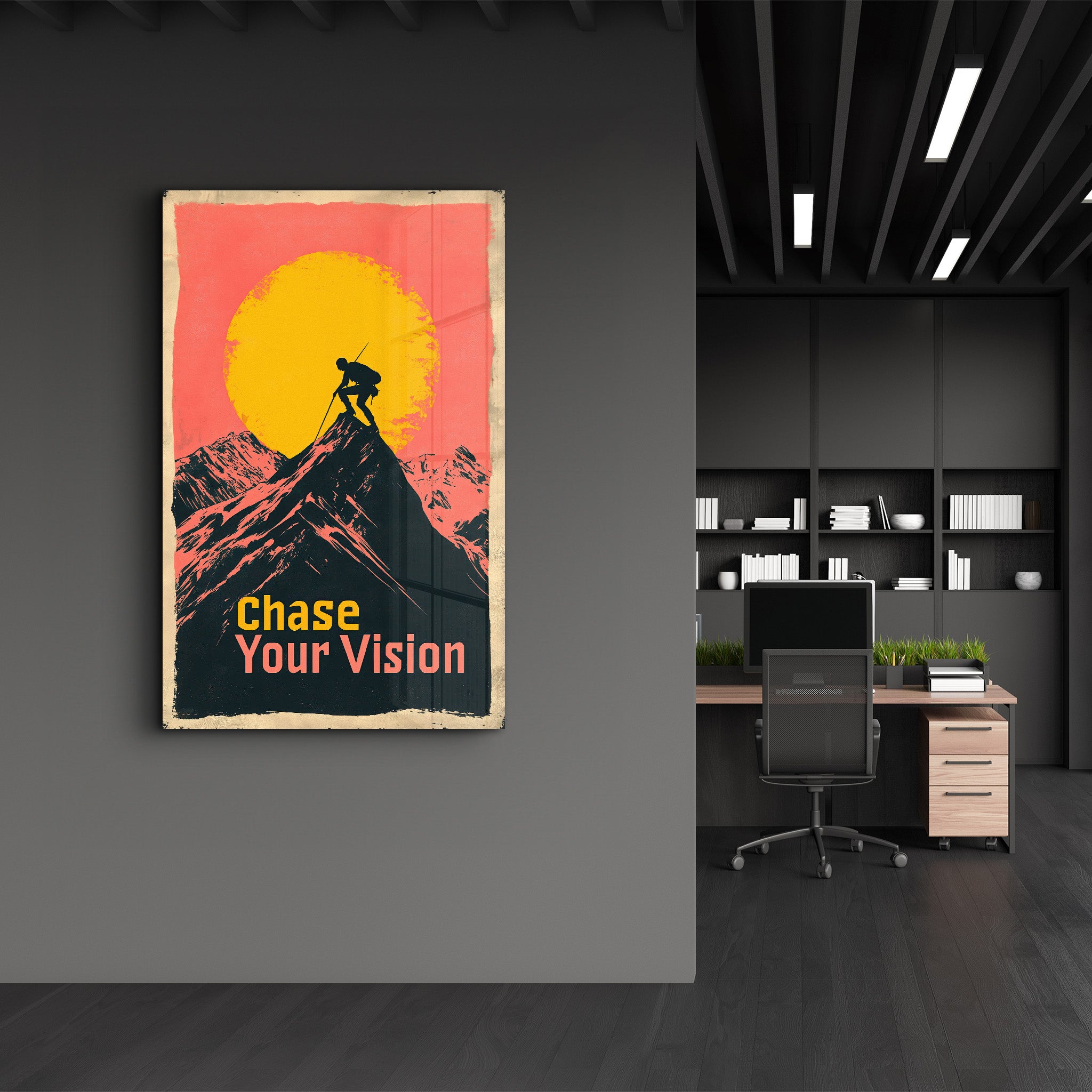 Chase Your Vision 3 - Motivational Glass Wall Art