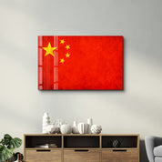 China Flag Splash - Glass Wall Art
