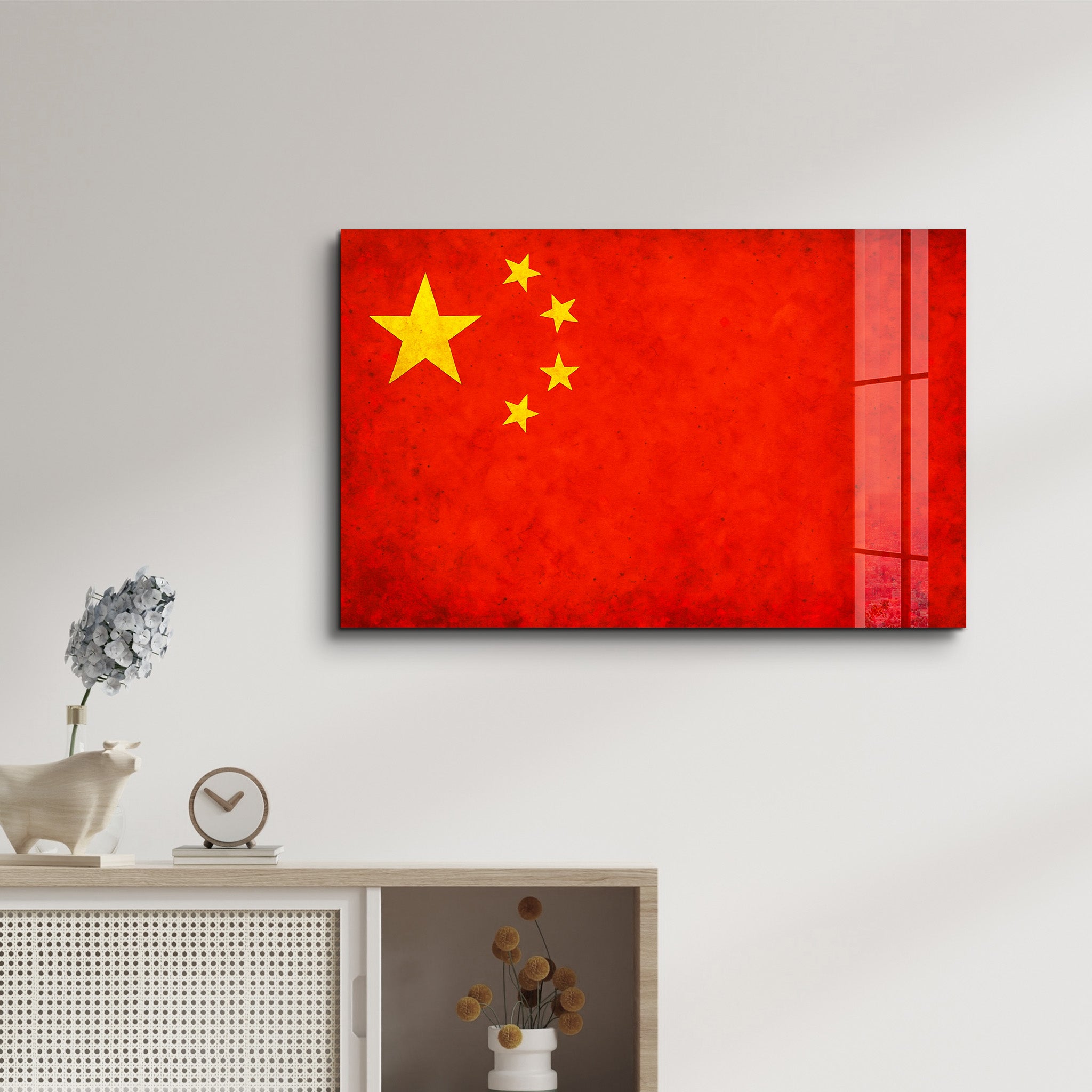 China Flag Splash - Glass Wall Art