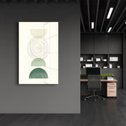 Concentric Balance with Geometric Shapes - Glass Wall Art