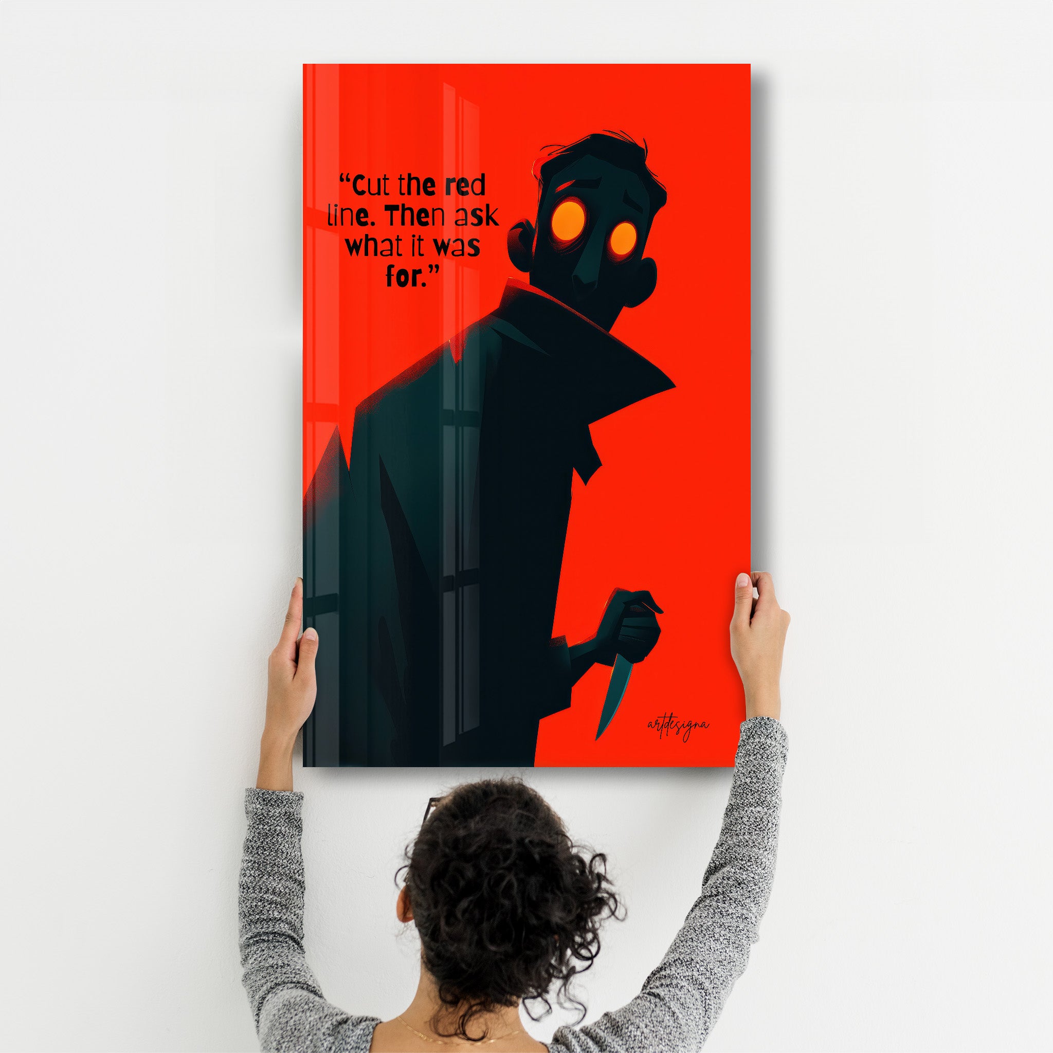 Cut the Red Line - Glass Wall Art