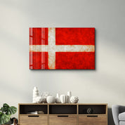 Denmark Flag Splash - Glass Wall Art