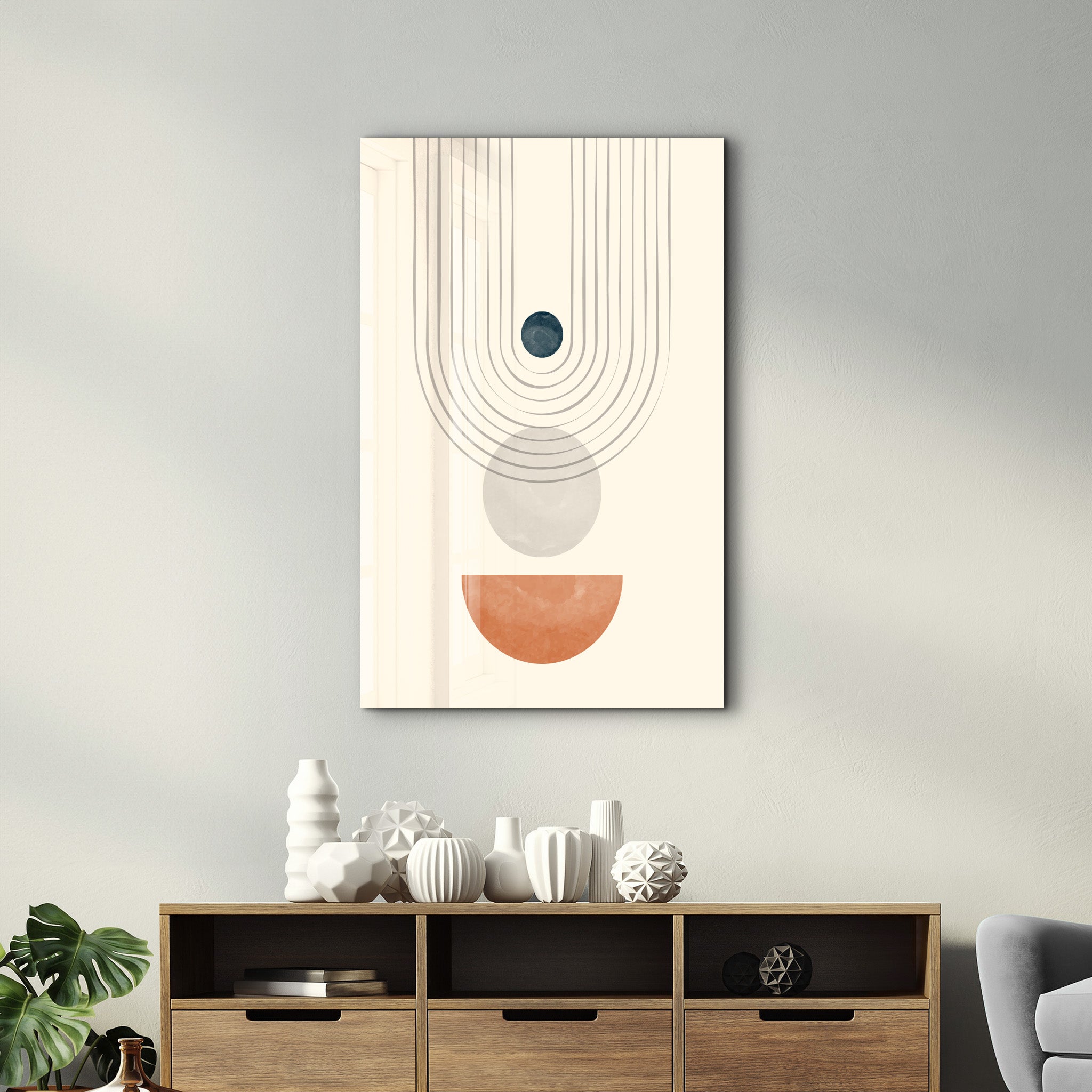 Descending Arches with Earthy Shapes - Glass Wall Art