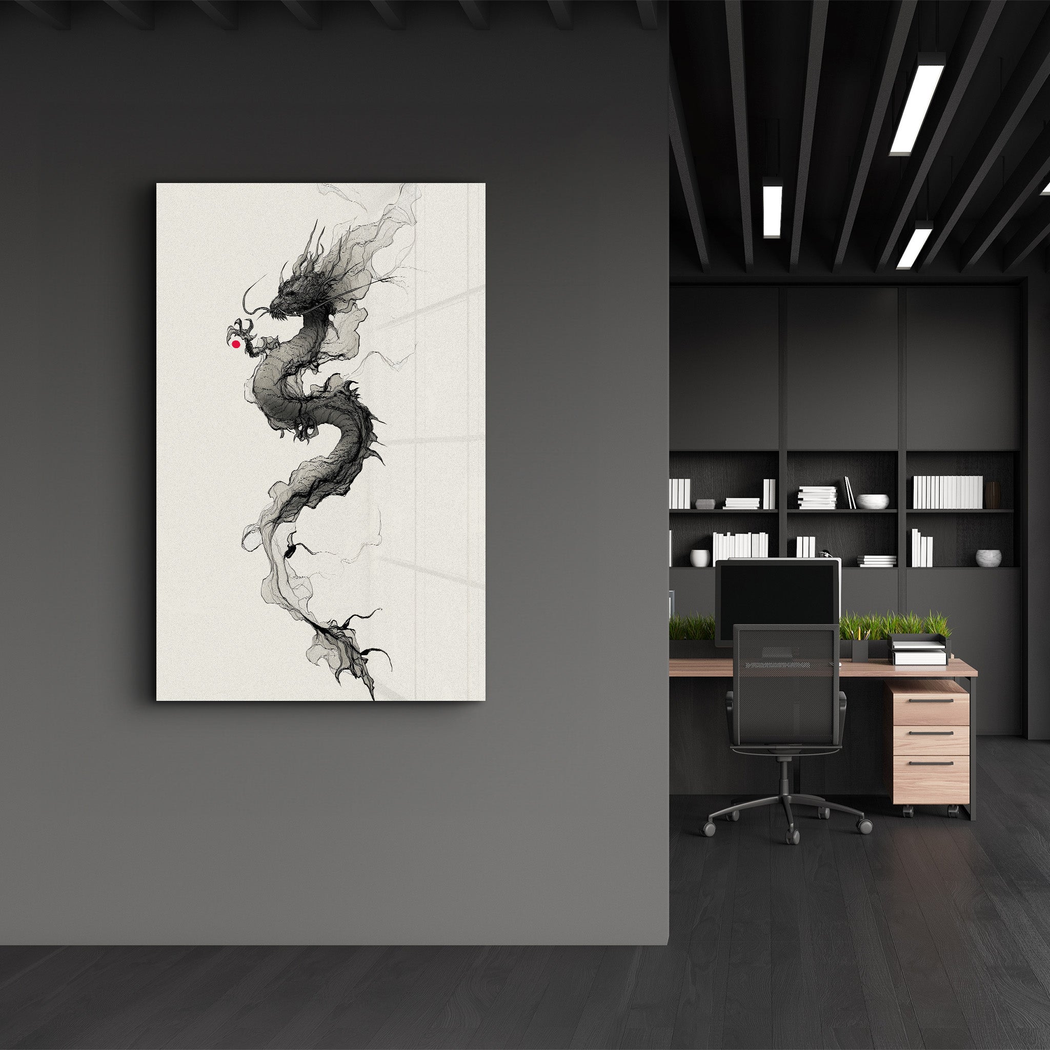 Dragon's Celestial Coil - Glass Wall Art