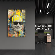Hustle Hard - Urban Icon Collage Glass Wall Art
