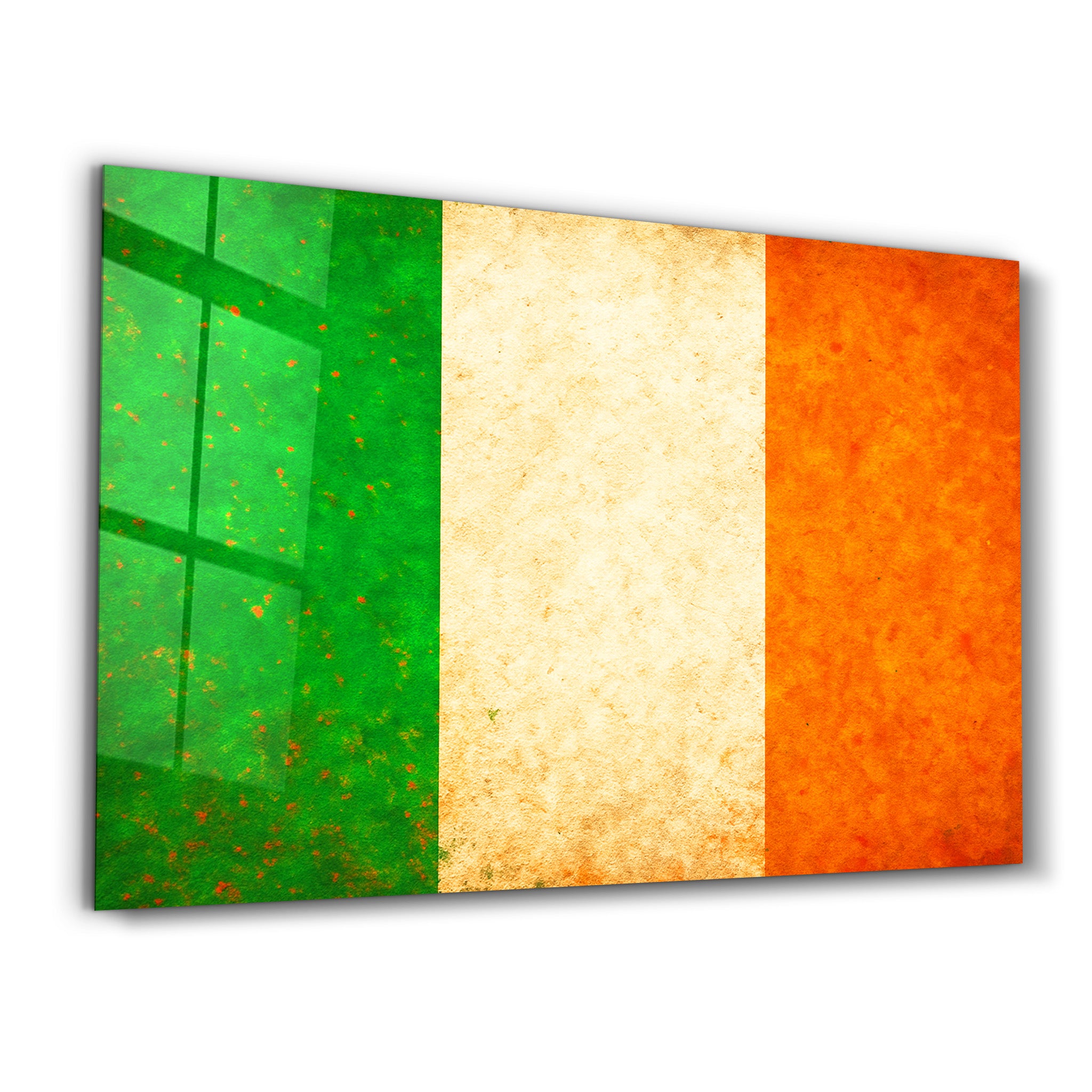 Ireland Flag Splash - Glass Wall Art