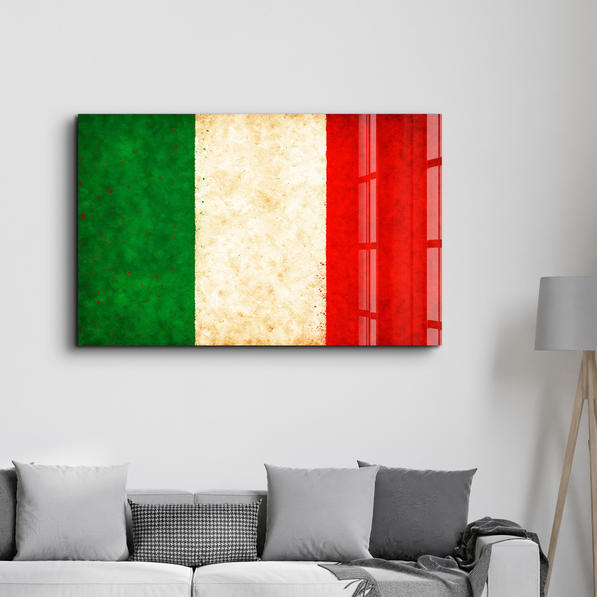 Italy Flag Splash - Glass Wall Art