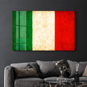 Italy Flag Splash - Glass Wall Art