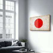 Japan Flag Splash - Glass Wall Art