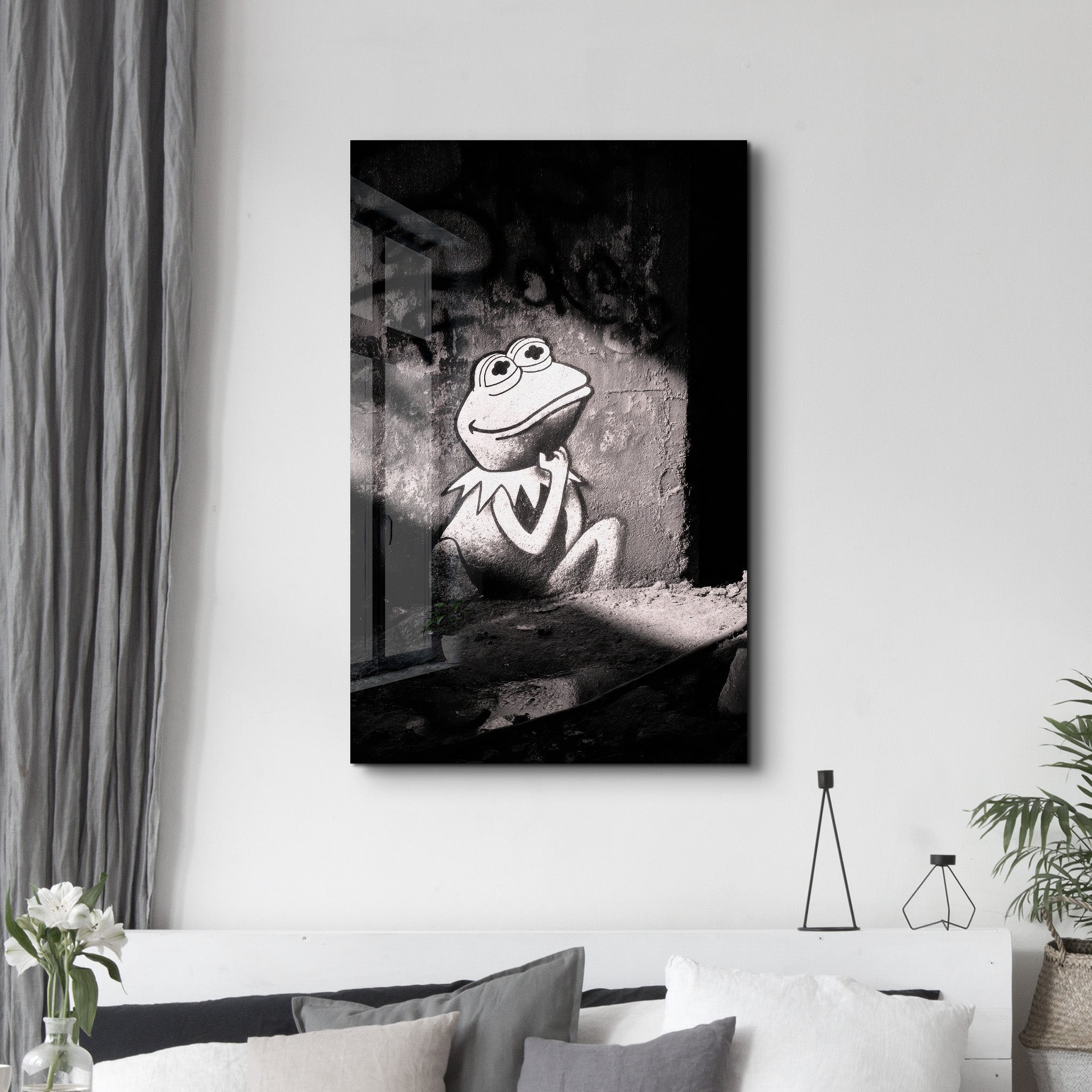 Kermit in the Shadows – Glass Wall Art