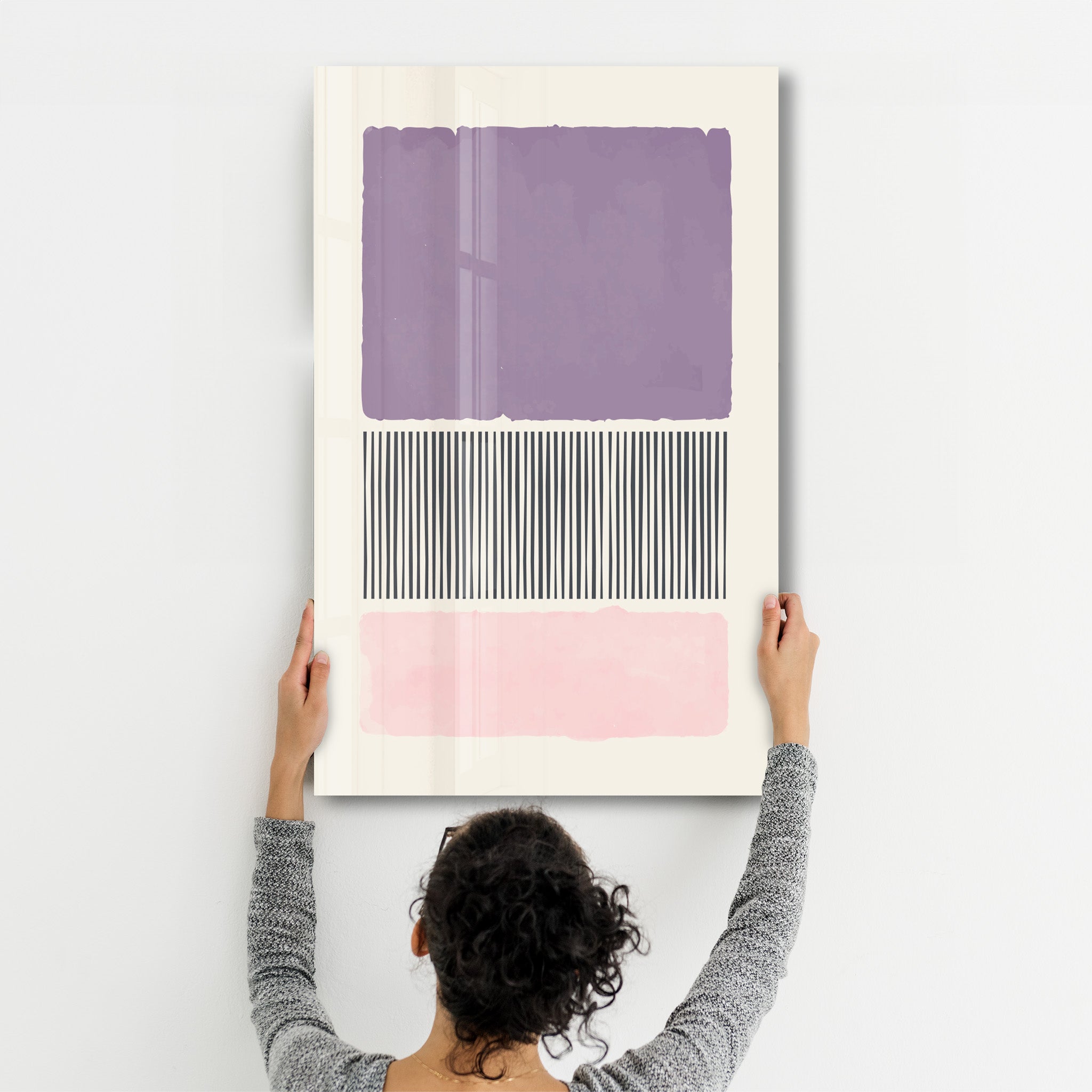 Lavender & Blush Abstract Blocks - Glass Wall Art