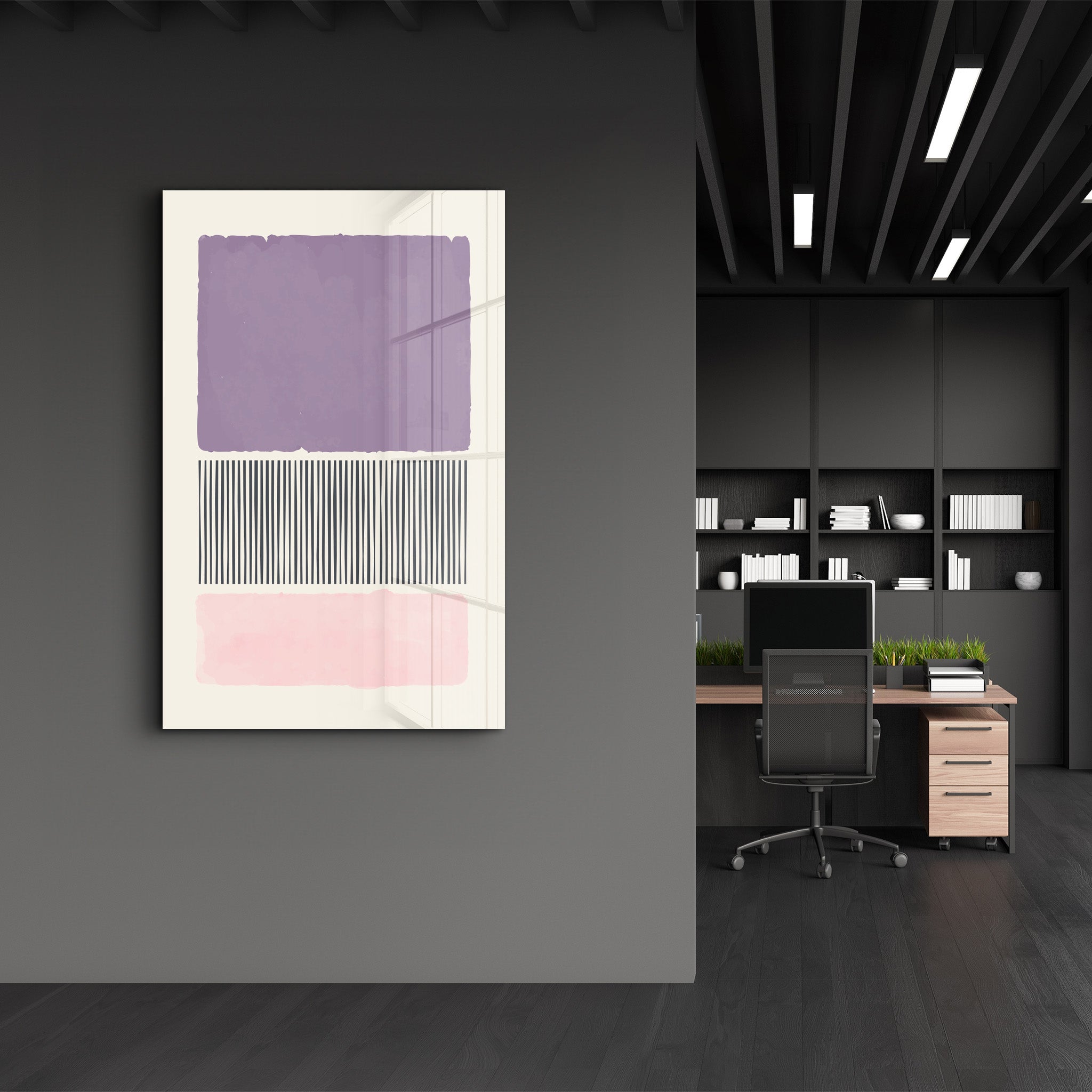 Lavender & Blush Abstract Blocks - Glass Wall Art
