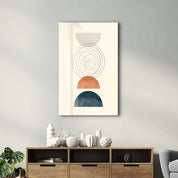 Layered Geometry in Warm & Cool Tones - Glass Wall Art