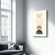 Layered Geometry in Warm & Cool Tones - Glass Wall Art