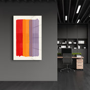 Layered Strokes in Bold Hues - Glass Wall Art