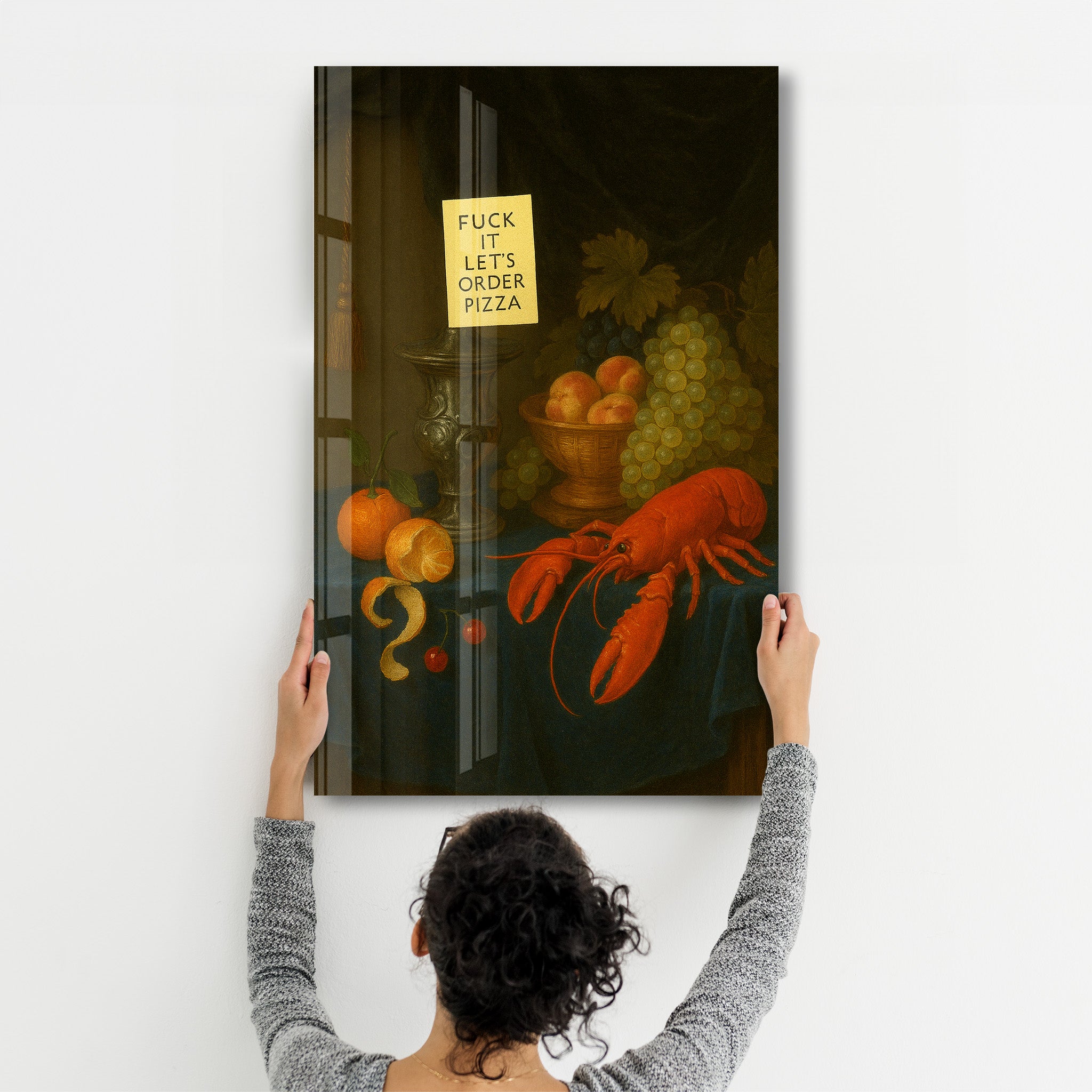 Let’s Order Pizza - Relatable Renaissance Glass Wall Art