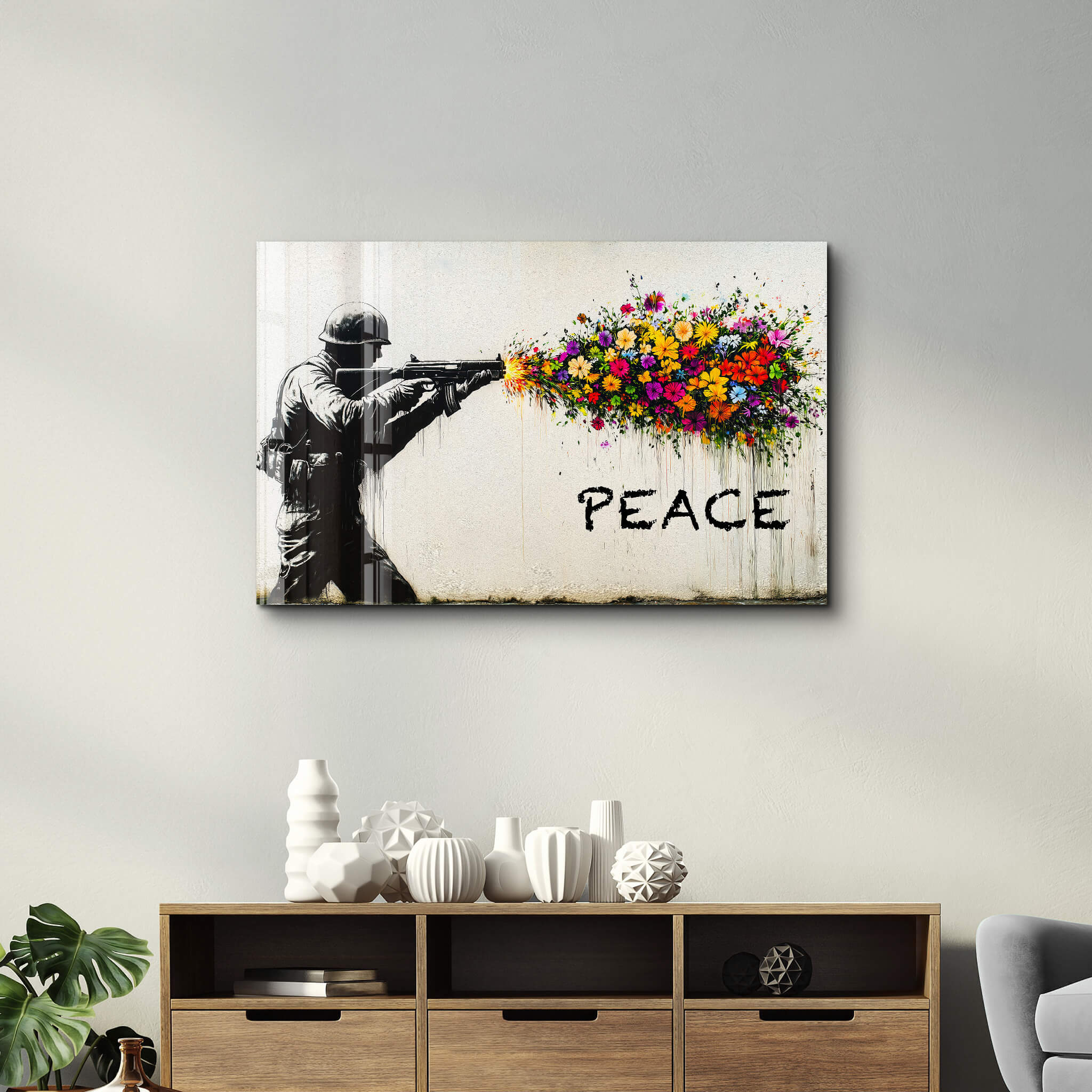 Loaded with Peace - Glass Wall Art