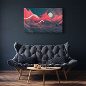Lunar Surge – Waves of Light and Line - Glass Wall Art