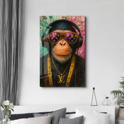 LV Ape Mode - Luxury Primate Glass Wall Art