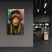 LV Ape Mode - Luxury Primate Glass Wall Art