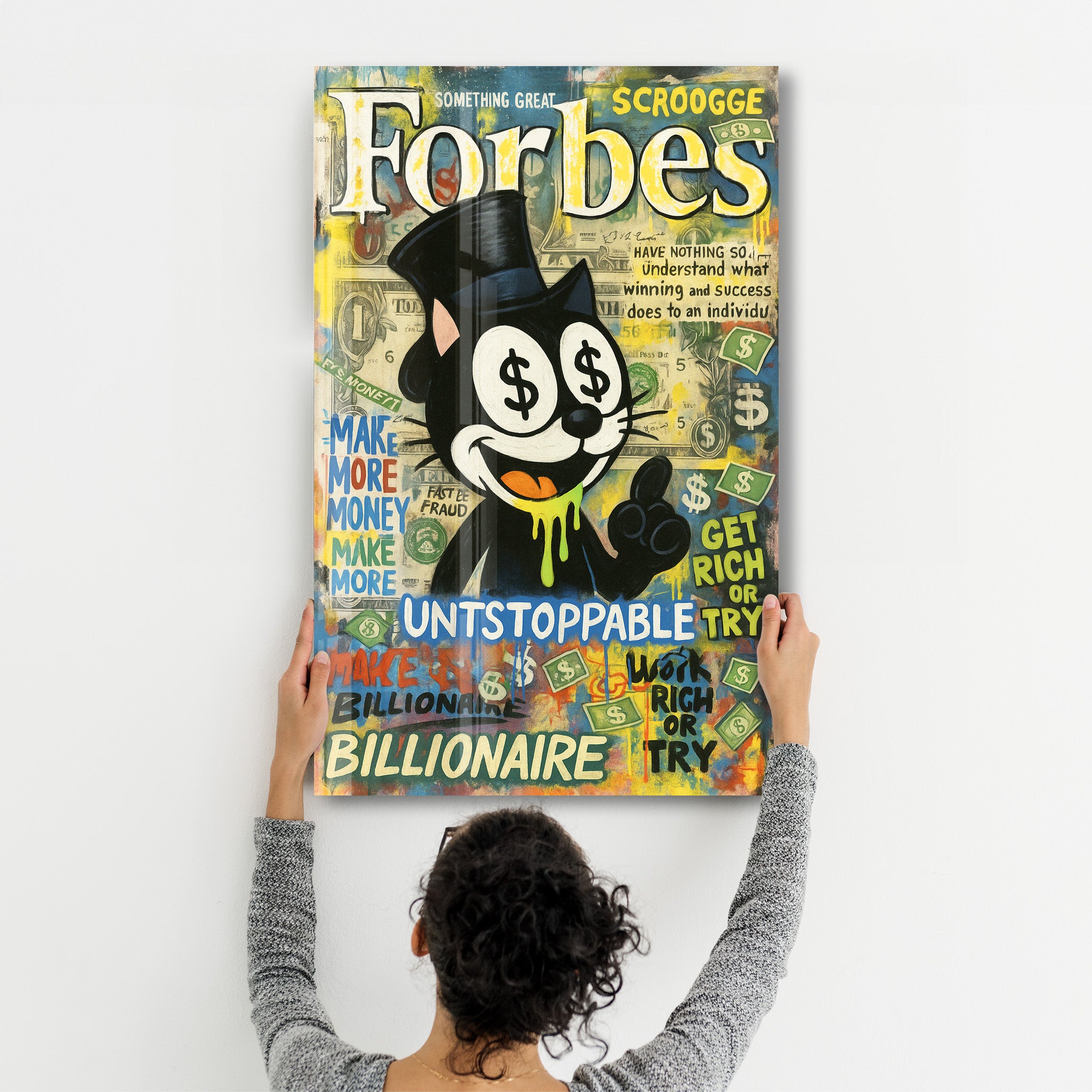 Make More Money - Billionaire Ambition Glass Wall Art