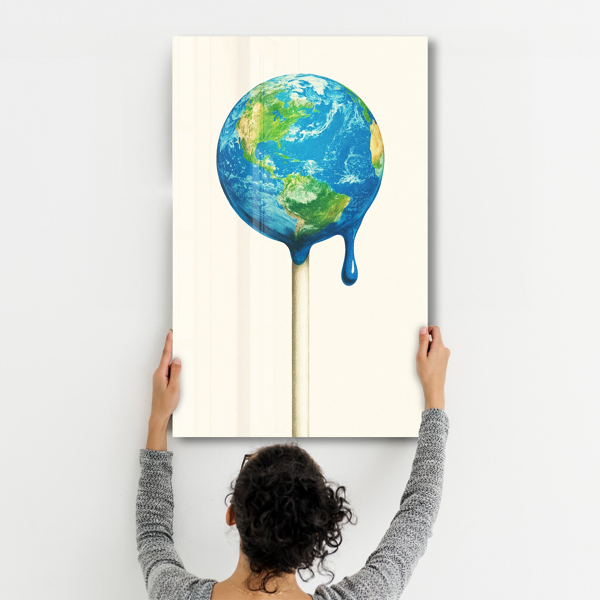 Melting Earth - Surreal Pop Glass Wall Art
