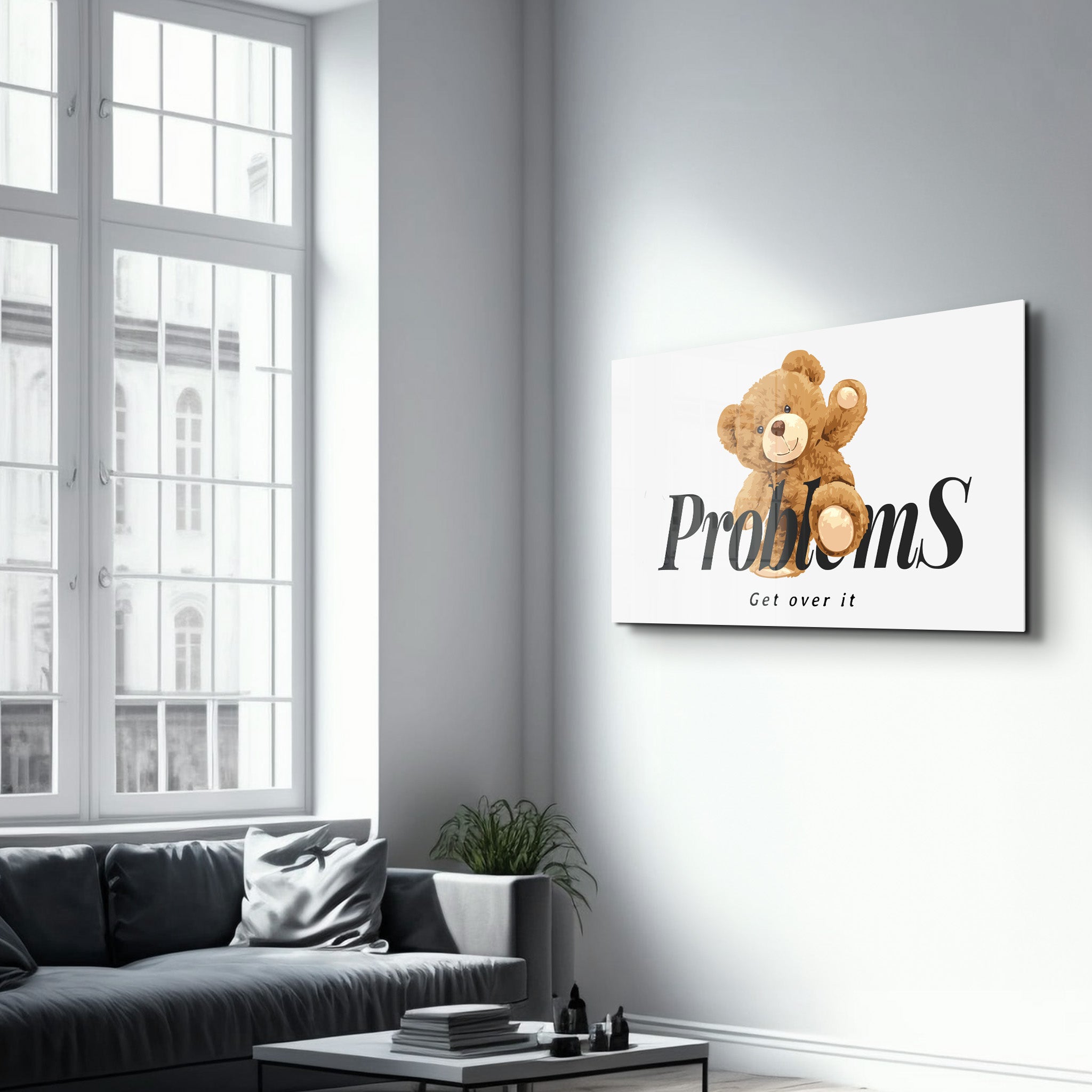 No Problem Bear – Glass Wall Art