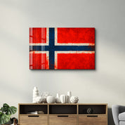Norway Flag Splash - Glass Wall Art