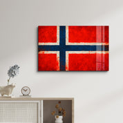 Norway Flag Splash - Glass Wall Art