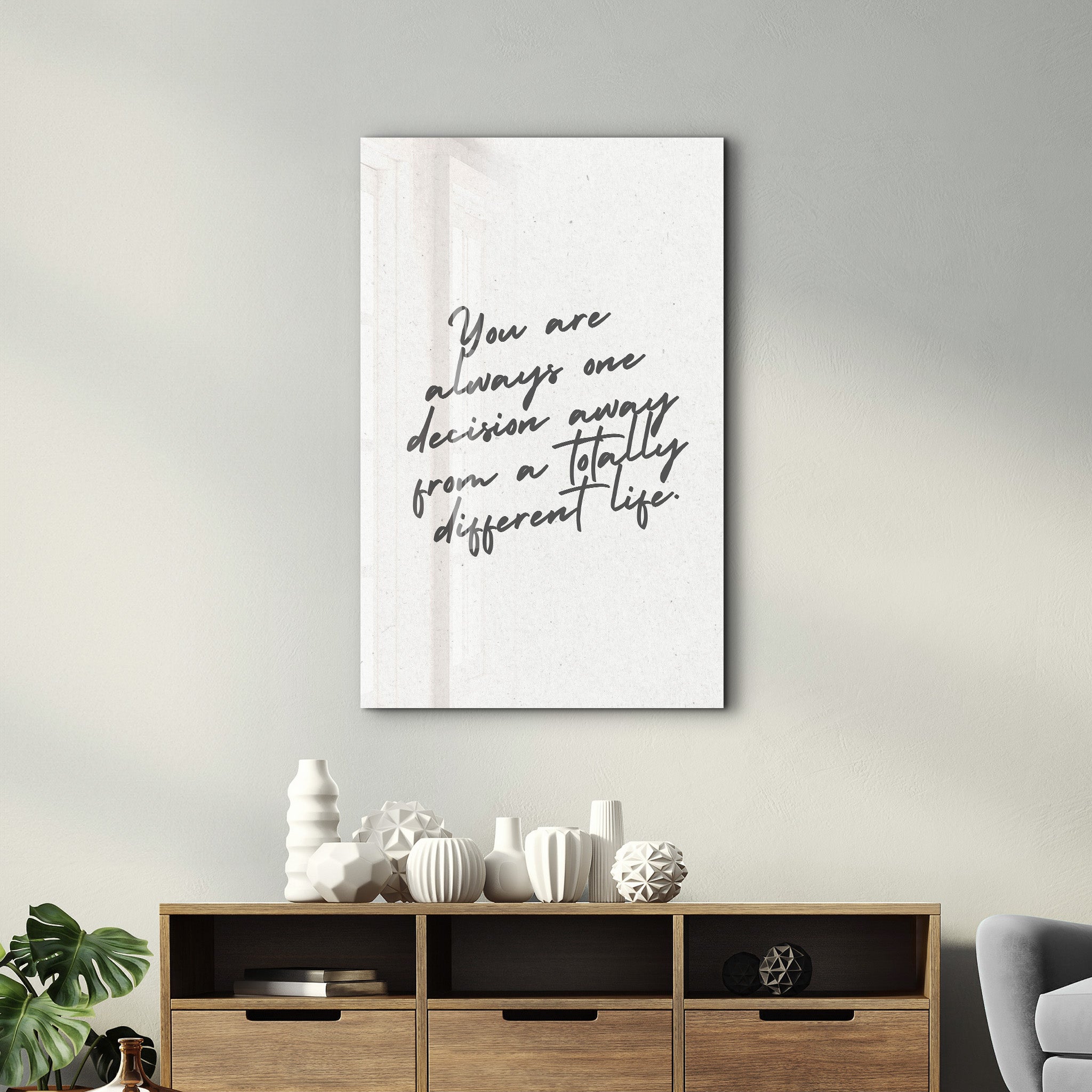 One Decision Away - Motivational Glass Wall Art