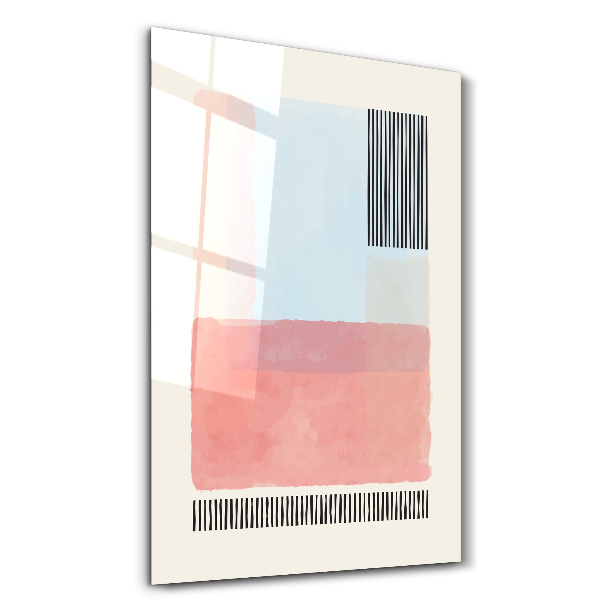 Pastel Layered Blocks with Linear Accents - Glass Wall Art