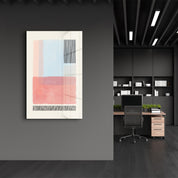 Pastel Layered Blocks with Linear Accents - Glass Wall Art