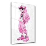 Pink Power Panther | Glass Wall Art