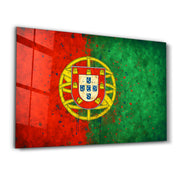 Portugal Flag Splash - Glass Wall Art