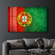 Portugal Flag Splash - Glass Wall Art