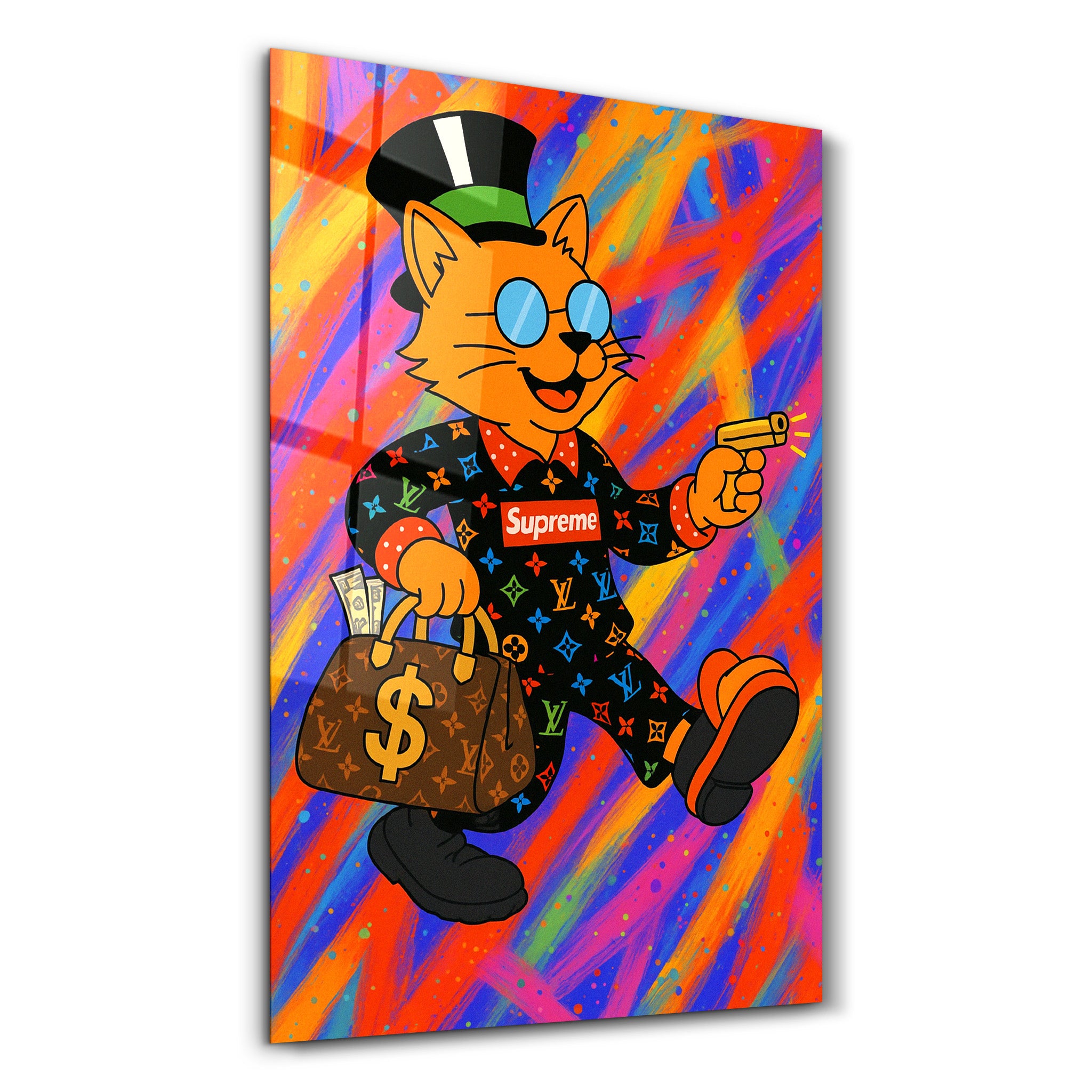 Rich Cat Energy - Hype Luxe Glass Wall Art