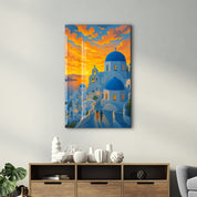 Santorini Sunset – Glass Wall Art by HMZ