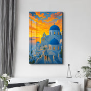 Santorini Sunset – Glass Wall Art by HMZ