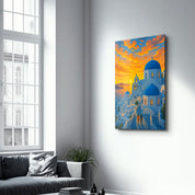 Santorini Sunset – Glass Wall Art by HMZ