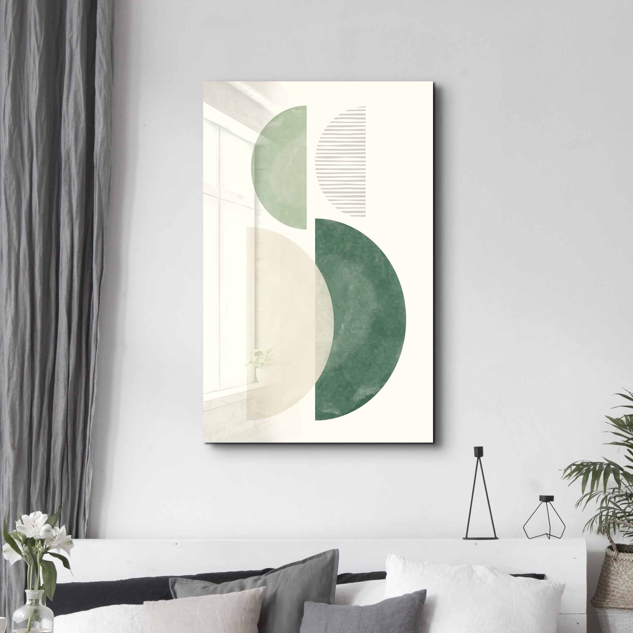 Soft Geometry Vertical Balance - Glass Wall Art