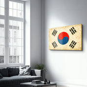 South Korea Flag Splash - Glass Wall Art