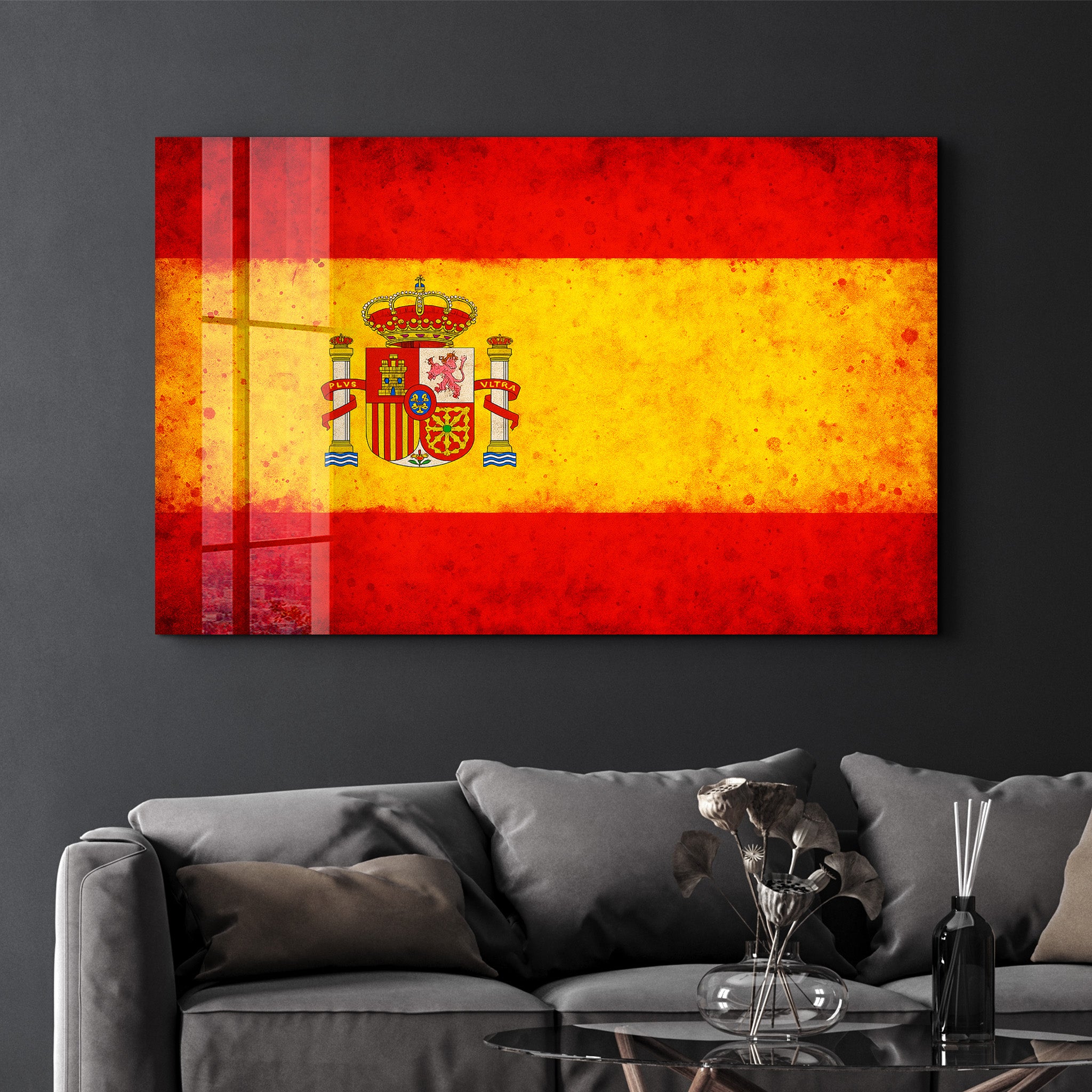 Spain Flag Splash - Glass Wall Art